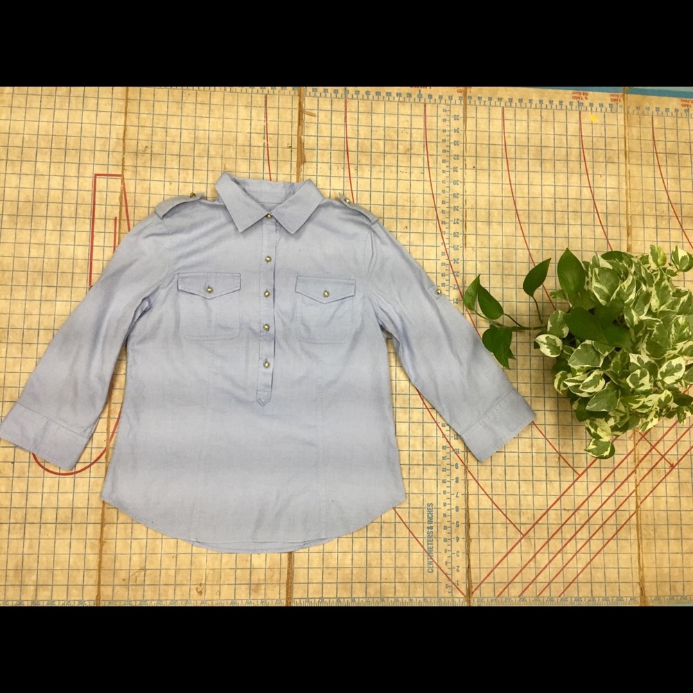 Talbots Chambray Military Popover Size Small - image 1